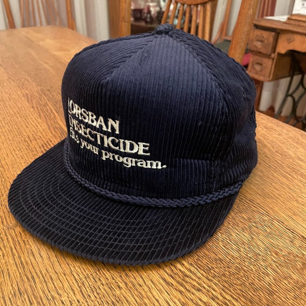 Men's Vintage Lorsban Insecti**** Blue Snapback Corduroy Roped Baseball Hat